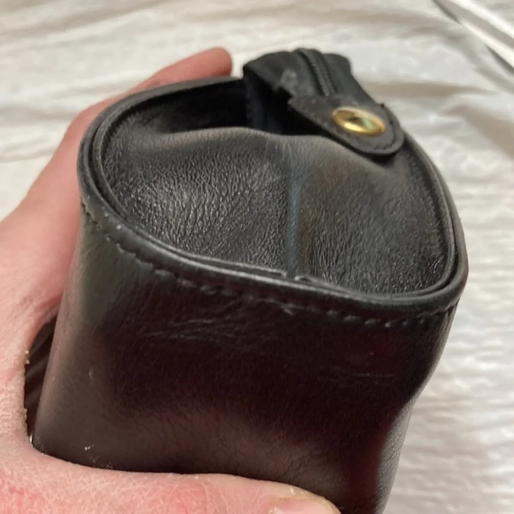 Ghurka black leather vintage cosmetic case